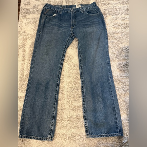 Ariat Mens M5 Jeans Slim Straight Leg Blue Denim Western Cowboy Size 36X32 - Picture 2 of 10